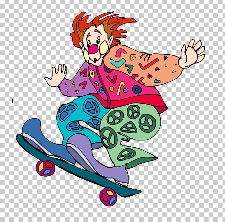 Clown Skateboard PNG, Clipart, Area, Art, Artwork, Cartoon, Clown Free PNG Download