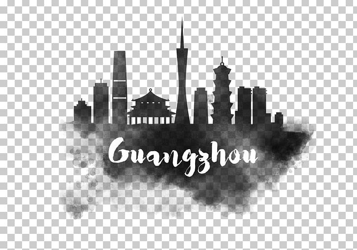 Guangzhou Skyline Watercolor Painting Silhouette PNG, Clipart, Black, Black And White, Black Water, Chinese Lantern, Chinese Style Free PNG Download