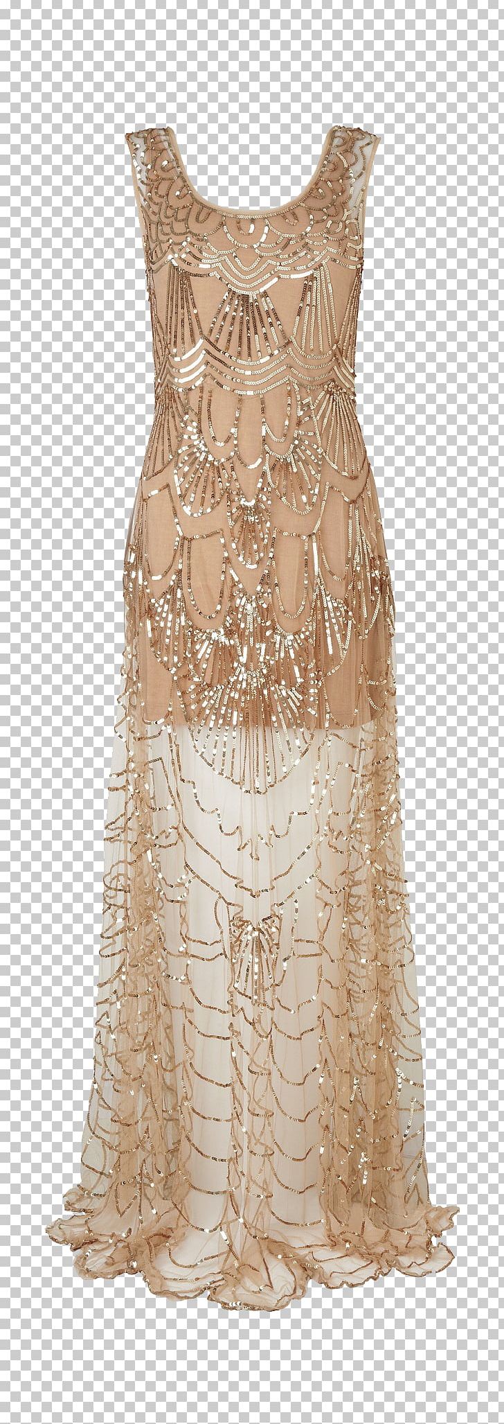 1920s Flapper Dress Fashion Gown PNG, Clipart, 1920s, Art Deco, Baby Dress, Beige, Bridal Party Dress Free PNG Download