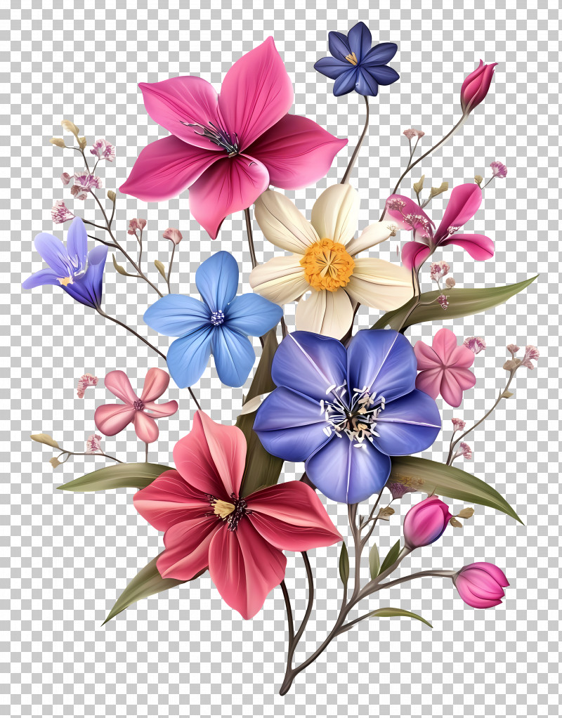 Autumn Flowers - Beautiful Bouquet Of Colorful Flowers Illustration PNG