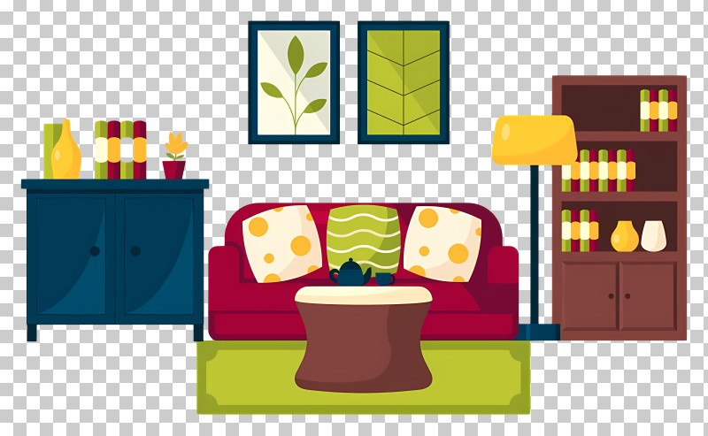 Living Room Design - Red Sofa In Cozy Living Room PNG