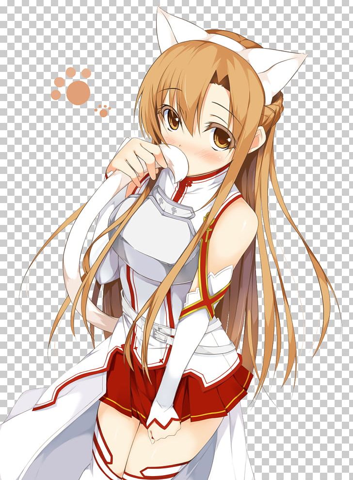 Asuna Kirito Sword Art Online Anime PNG, Clipart, Arm, Art, Brown Hair, Cartoon, Catgirl Free PNG Download