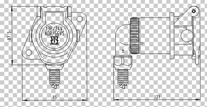 Electrical Connector Trailer Connector AC Power Plugs And Sockets Network Socket PNG, Clipart, Ac Power Plugs And Sockets, Angle, Auto Part, Black And White, Diagram Free PNG Download