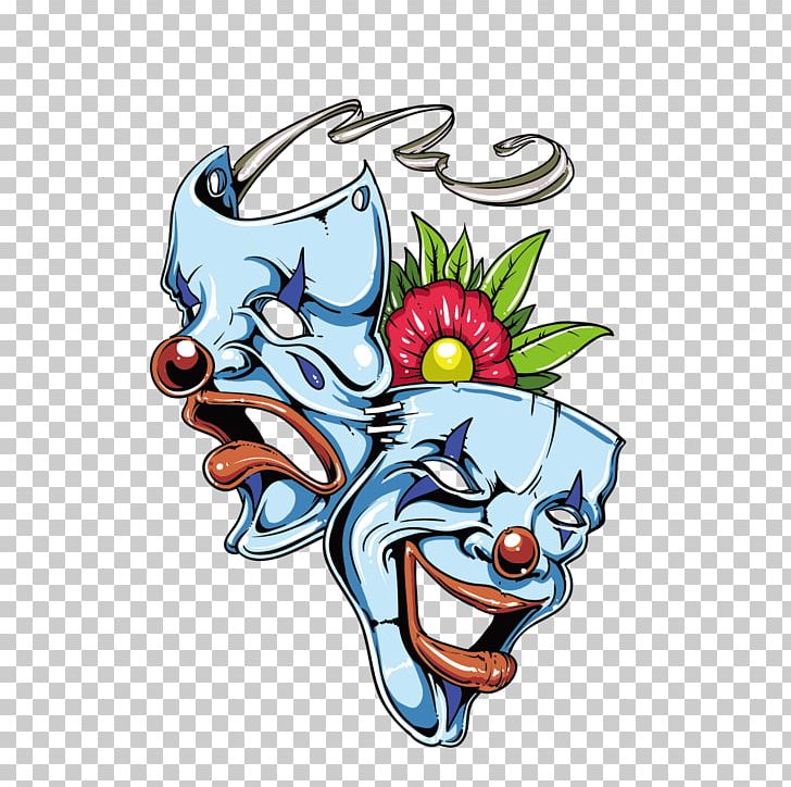 Mask Tattoo Theatre Decal PNG, Clipart, Art, Clown, Comedy, Fictional Character, Hand Drawn Free PNG Download