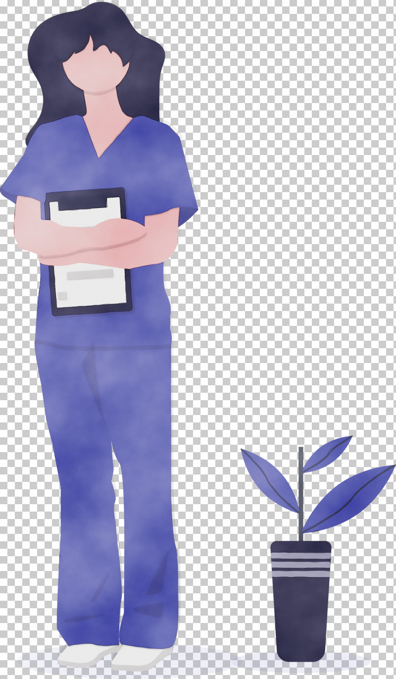 Standing Plant Electric Blue Uniform PNG, Clipart, Electric Blue, International Nurses Day, Medical Worker Day, Nurse, Paint Free PNG Download