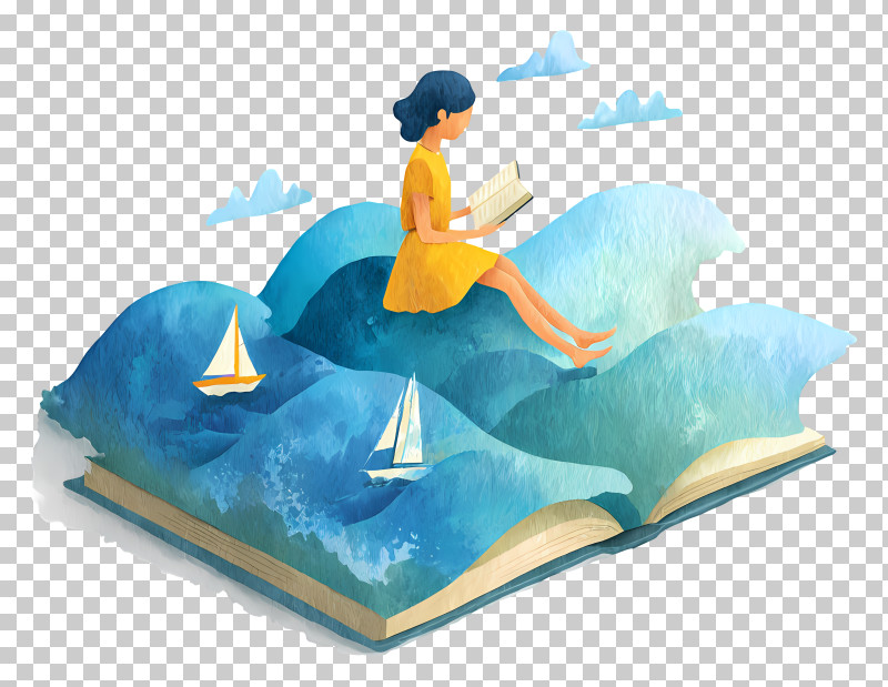 Storytelling And Journey - Reading On Book-Waves PNG