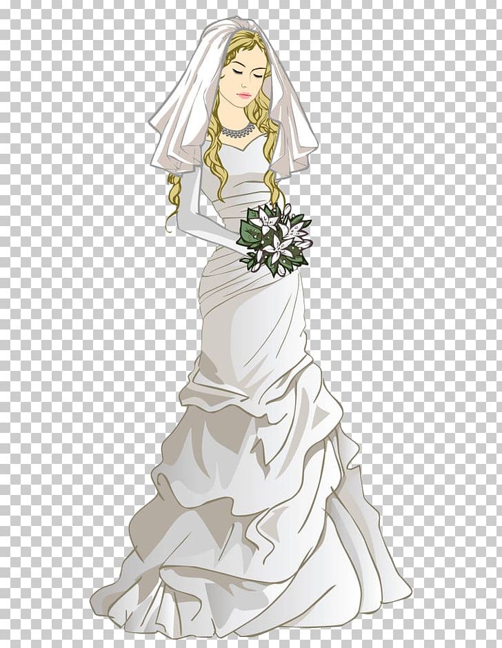 Bride Wedding Flower Bouquet Drawing PNG, Clipart, Bride And Groom, Cartoon, Fashion Design, Flower, Girl Free PNG Download