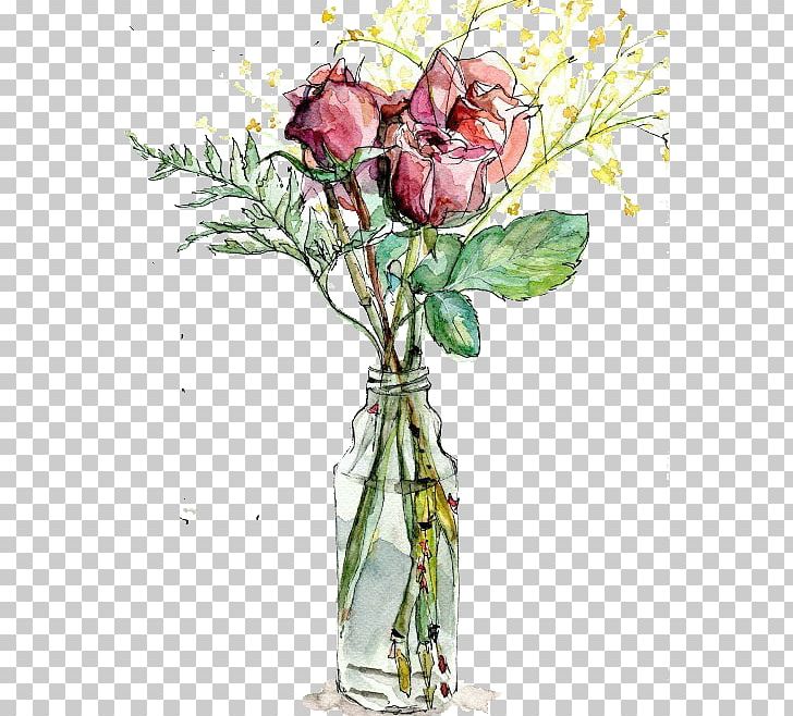 Garden Roses Vase Watercolor Painting Drawing Illustration PNG, Clipart, Artificial Flower, Fashion Illustration, Flower, Flower Arranging, Flowers Free PNG Download