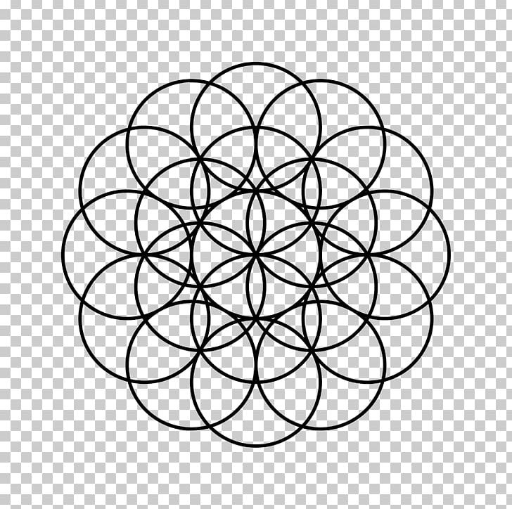 Overlapping Circles Grid Symbol Geometry Metatron's Cube PNG, Clipart, Area, Black And White, Child, Circle, Color Free PNG Download