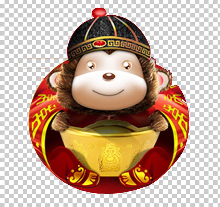 Gold Monkey Sycee PNG, Clipart, Animals, Cartoon, Christmas Decoration, Christmas Hat, Christmas Ornament Free PNG Download