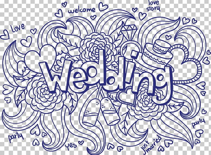 Wedding Invitation Ornament Euclidean PNG, Clipart, Art, Black And White, Blue, Calligraphy, Cartoon Free PNG Download