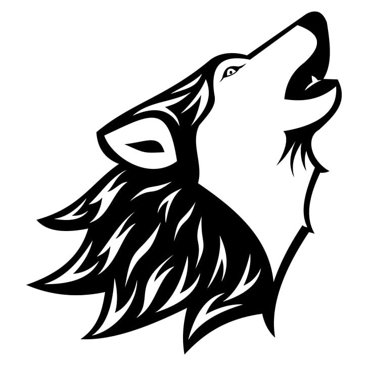 Wolf drawing black wolf facing left wild animal sticker  TenStickers