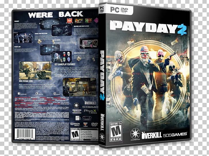 Payday 2 PlayStation 2 Grand Theft Auto V PC Game 505 Games PNG, Clipart, 505 Games, Cooperative Gameplay, Dvd, Film, Game Free PNG Download