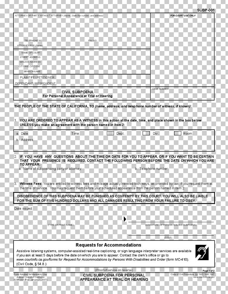 Document Subpoena Deposition Law Court PNG, Clipart, Angle, Area, Black And White, California, Civil Case Free PNG Download