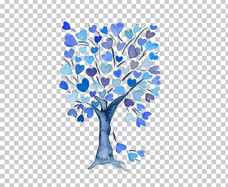 Tree Watercolor Painting Blue PNG, Clipart,  Free PNG Download