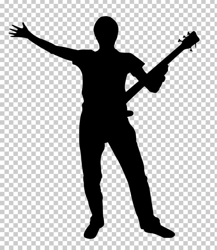 Silhouette Bass Guitar Musical Ensemble PNG, Clipart, Animals, Arm, Band, Bass Guitar, Black And White Free PNG Download