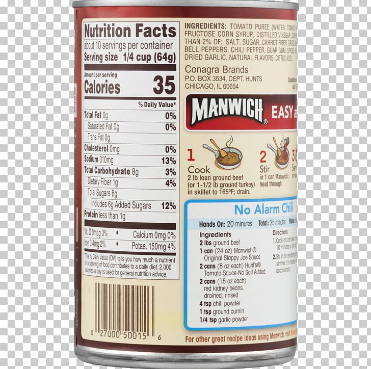 Sloppy Joe Manwich Ingredient Sauce Nutrition Facts Label PNG, Clipart,  Free PNG Download