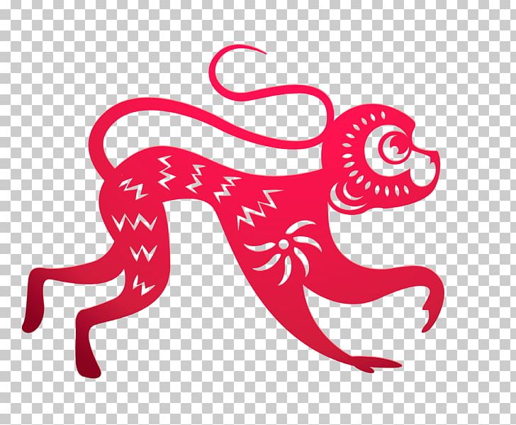 Papercutting Chinese Zodiac Monkey Chinese New Year Lunar New Year PNG, Clipart, Animal, Animals, Chinese Zodiac, Fictional Character, Heart Free PNG Download