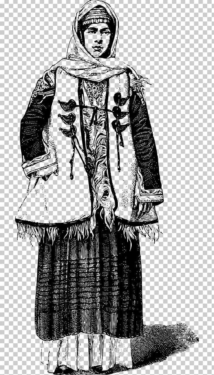 Folk Costume Costume Design Clothing Dress PNG, Clipart, Art, Black And White, Cloak, Clothes, Clothing Free PNG Download