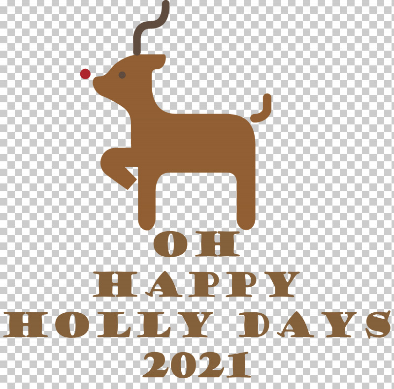 Happy Holly Days Christmas PNG, Clipart, Christmas, Deer, Dog, Line, Logo Free PNG Download