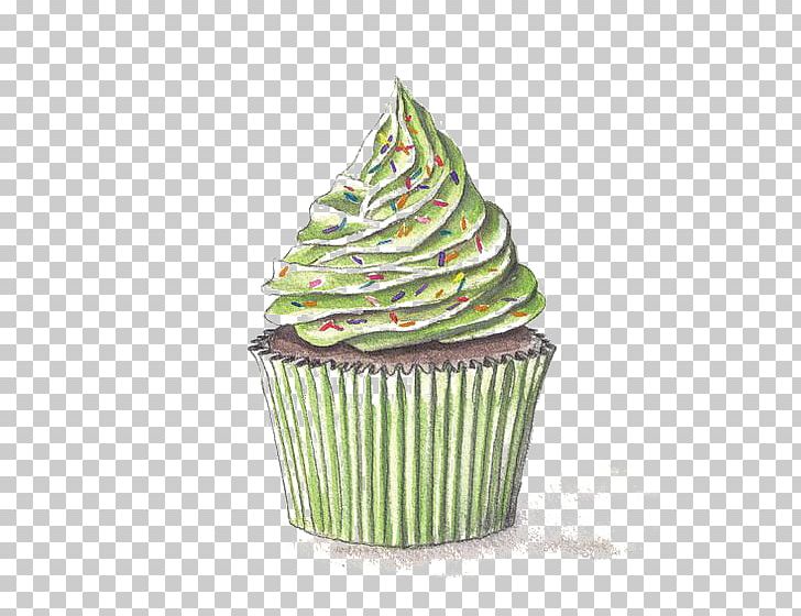 Cupcake Green Tea Matcha PNG, Clipart, Adobe Illustrator, Background Green, Baking, Baking Cup, Buttercream Free PNG Download