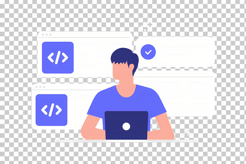 Illustration Of Coder With Laptop - Illustration Of Coder Working With ...