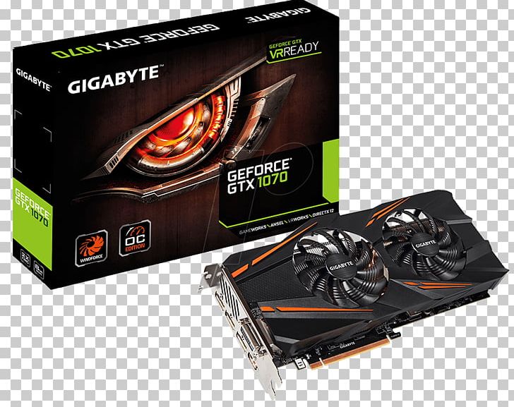 Graphics Cards & Video Adapters NVIDIA GeForce GTX 1070 GDDR5 SDRAM PCI Express PNG, Clipart, Chipset, Computer, Computer Component, Computer Cooling, Digital Visual Interface Free PNG Download