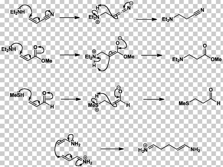 Nucleophilic Conjugate Addition Addition Reaction Chemical Reaction Conjugated System Electrophilic Addition PNG, Clipart, Acid, Angle, Area, Auto Part, Black And White Free PNG Download