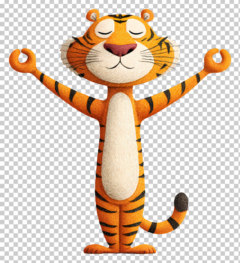 Tiger Doing Yoga Pose - Meditating Tiger In Relaxation Pose PNG