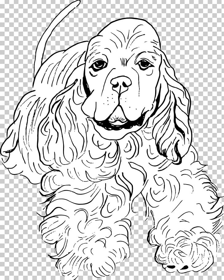 Dog Breed Puppy Spaniel Line Art PNG, Clipart, Animals, Art, Artwork, Black And White, Breed Free PNG Download