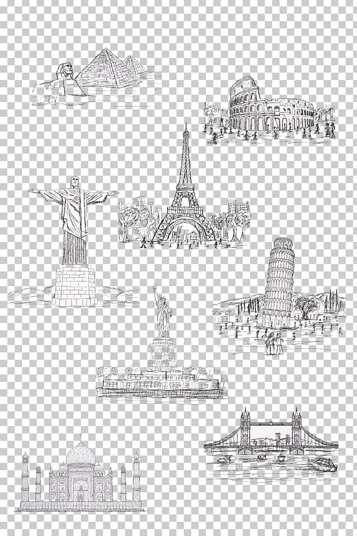 Statue Of Liberty Eiffel Tower Tourist Attraction PNG, Clipart, Adobe Illustrator, Angle, Architecture, Area, Black And White Free PNG Download