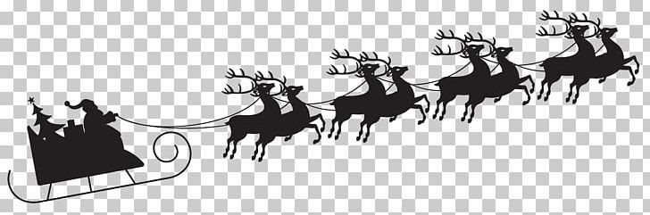 Santa Claus Sled Silhouette Reindeer PNG, Clipart, Black And White, Brand, Cattle Like Mammal, Chariot, Christmas Free PNG Download