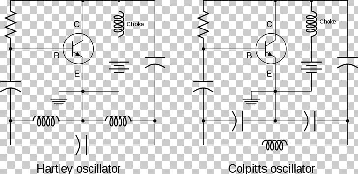 Electronic Oscillators Colpitts Oscillator Hartley Oscillator Electronic Circuit LC Circuit PNG, Clipart, 2n3904, Amplifier, Angle, Black And White, Capacitor Free PNG Download