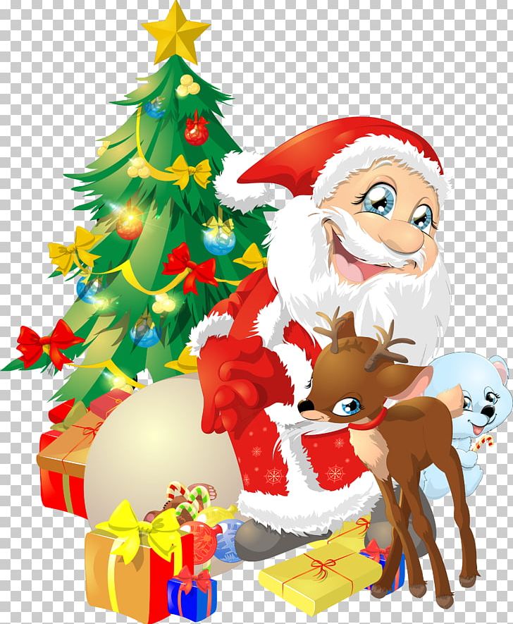 Christmas Tree Santa Claus Reindeer Père Noël PNG, Clipart, Christmas, Christmas , Christmas Decoration, Ded Moroz, Deer Free PNG Download