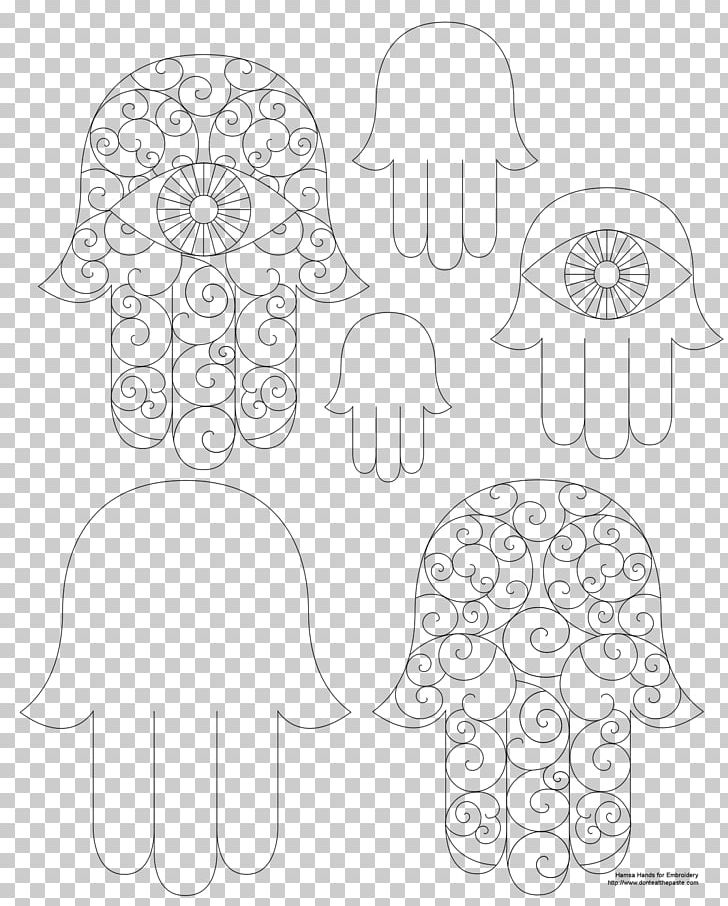 Embroidery Hamsa Drawing Pattern PNG, Clipart, Area, Art, Artwork, Black, Black And White Free PNG Download