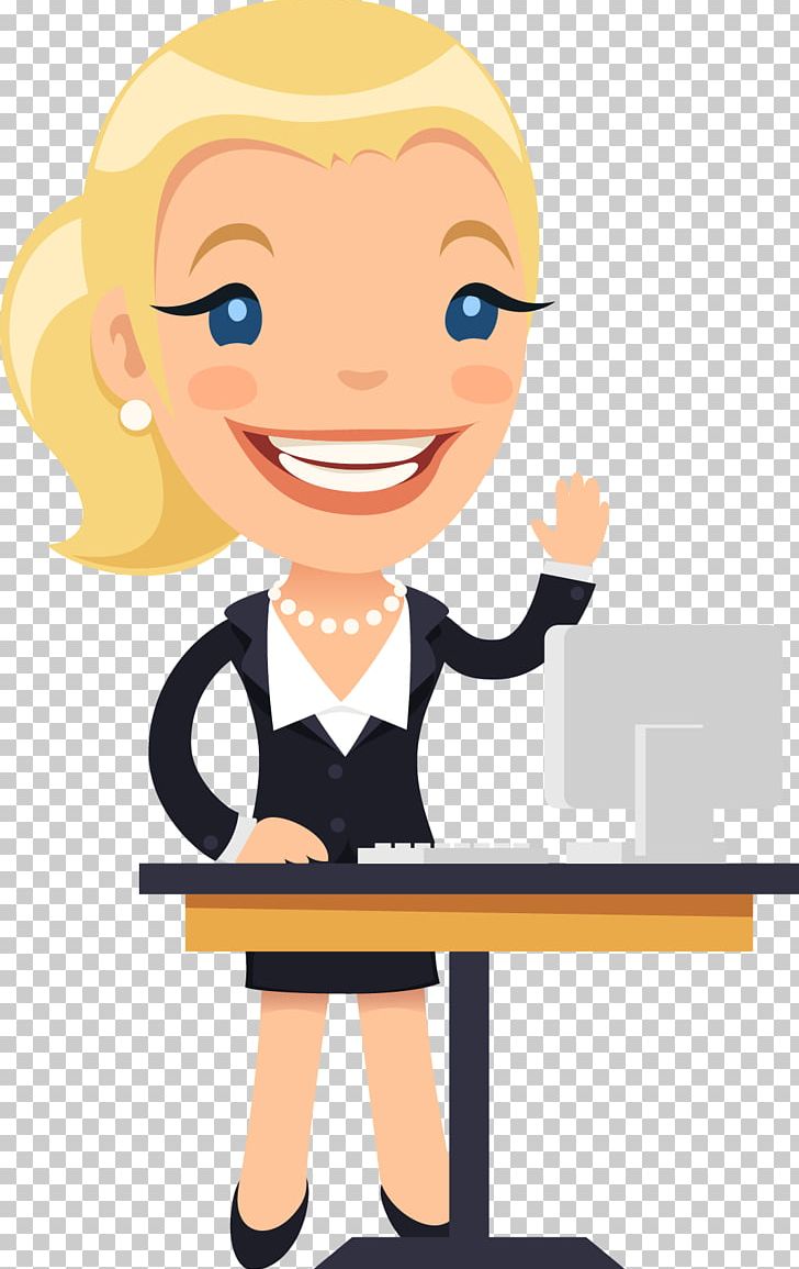 Cartoon Female Desk Illustration PNG, Clipart, Beauty Salon, Beauty Vector, Boy, Businessperson, Character Free PNG Download