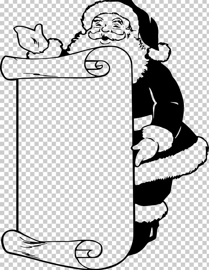 Santa Claus Black And White Christmas Day Open PNG, Clipart, Arm, Art, Artwork, Black, Black And White Free PNG Download