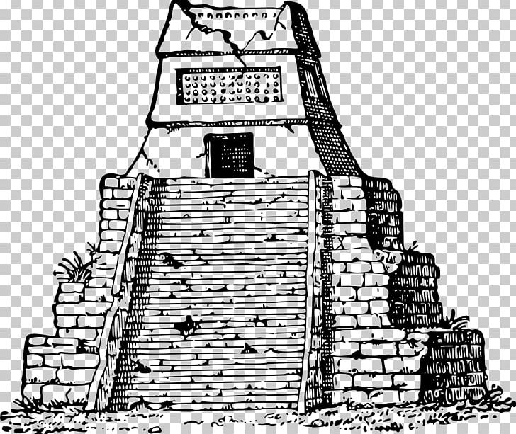 El Castillo PNG, Clipart, Aztec, Black And White, Building, Chichen Itza, Drawing Free PNG Download