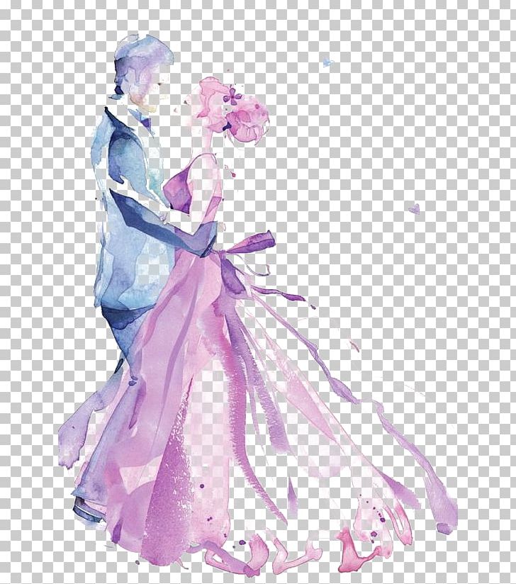 Wedding Invitation Watercolor Painting Drawing PNG, Clipart, Bride, Fashion Design, Fashion Illustration, Fictional Character, Flower Free PNG Download