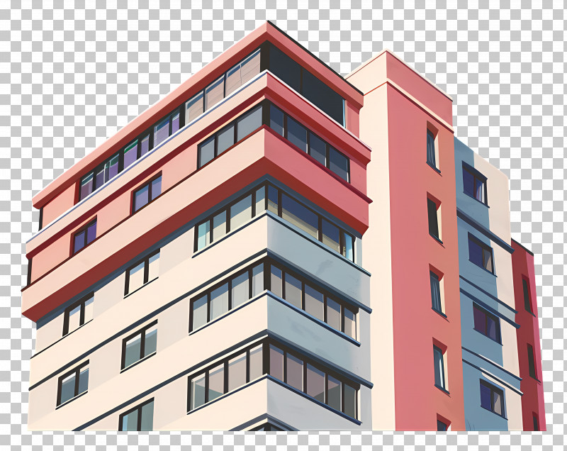 Building - Modern Apartment Building With Colorful Facade PNG