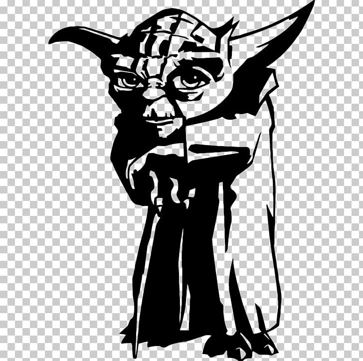 Yoda Poster Sticker PNG, Clipart, Black, Black And White, Cartoon, Demon, Drawing Free PNG Download
