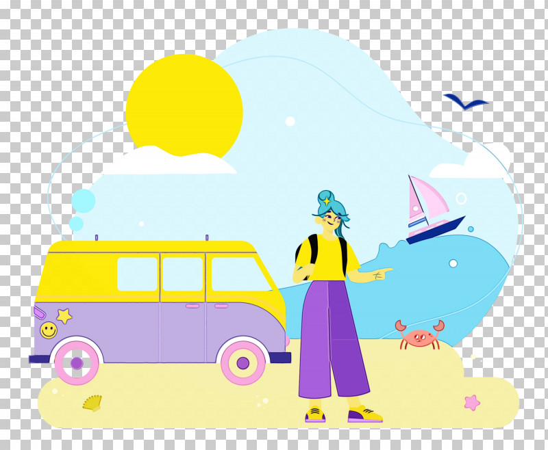 Summer Vacation PNG, Clipart, Cartoon, Drawing, Landscape, Paint, Painting Free PNG Download