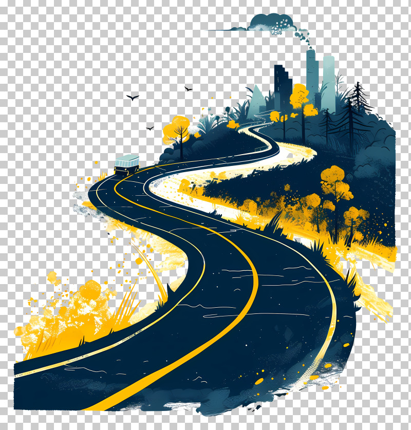 Cartoon Road - Creative Winding Road Illustration PNG