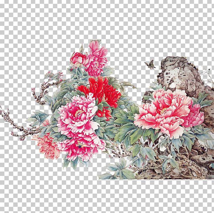 Gongbi Chinese Painting Moutan Peony Ink Wash Painting PNG, Clipart, Artificial Flower, Chinese Style, Curtain, Flower, Flower Arranging Free PNG Download