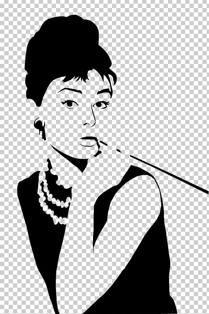 Audrey Hepburn Stencil Breakfast At Tiffany's Gigi Wall Decal PNG, Clipart, Art, Artwork, Audrey, Beauty, Black Free PNG Download