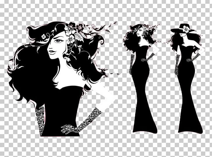 Fashion Illustration Model Female PNG, Clipart, Art, Background Black, Beauty, Black, Black And White Free PNG Download