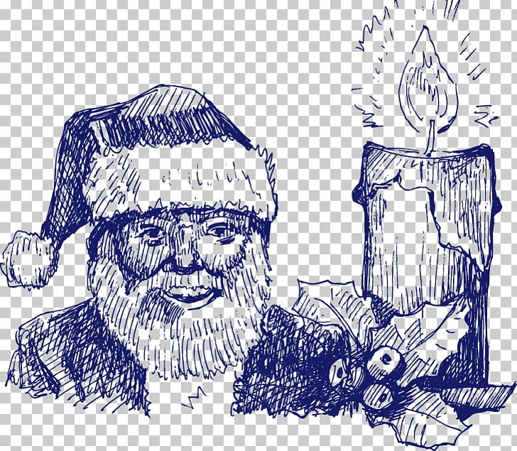 Santa Claus Paper Christmas Illustration PNG, Clipart, Artwork, Blue, Blue Background, Blue Vector, Candle Free PNG Download