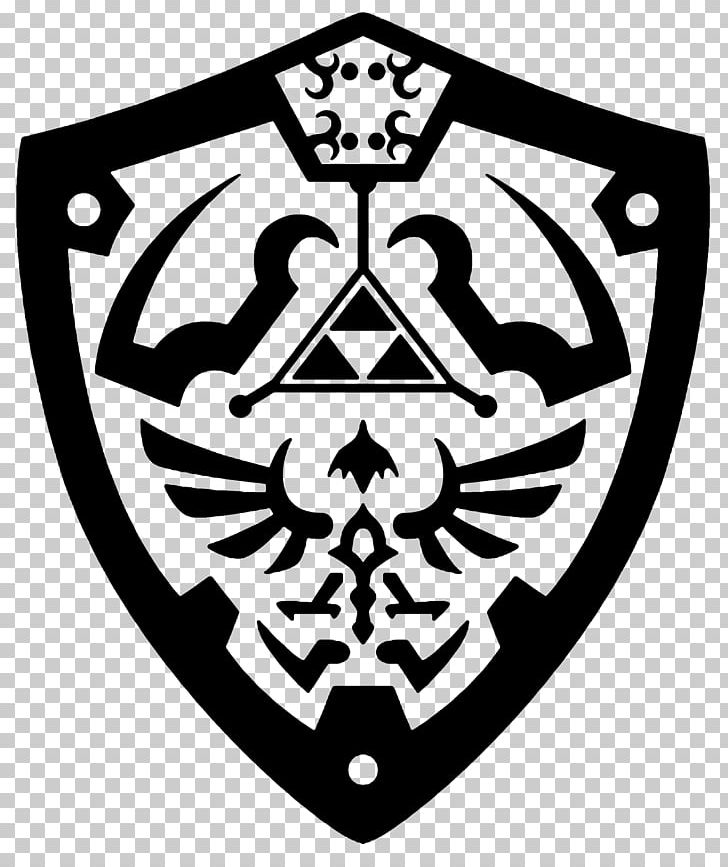Shield Hylian Princess Zelda Art PNG, Clipart, Art, Black And White, Drawing, Emblem, Hylian Free PNG Download