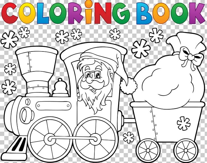 Train Santa Claus Coloring Book Christmas PNG, Clipart, Area, Black, Book, Car, Car Accident Free PNG Download