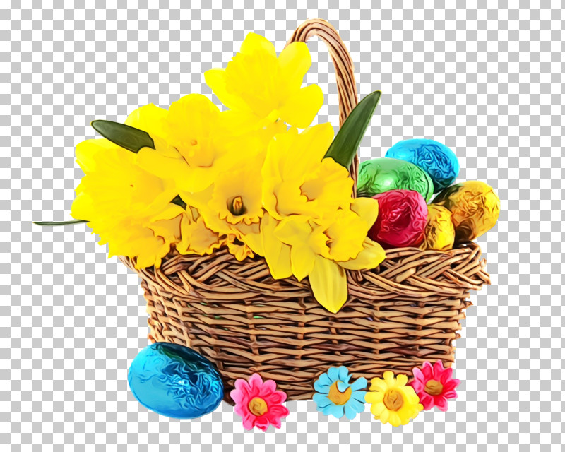 Yellow Gift Basket Easter Wicker Mishloach Manot PNG, Clipart, Basket, Bird Nest, Bouquet, Cut Flowers, Easter Free PNG Download
